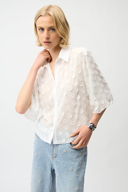 Blusa boxy con puntos vainilla 261098