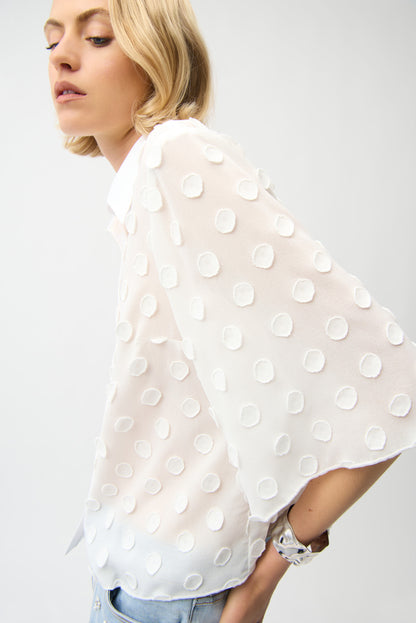 Blusa boxy con puntos vainilla 261098