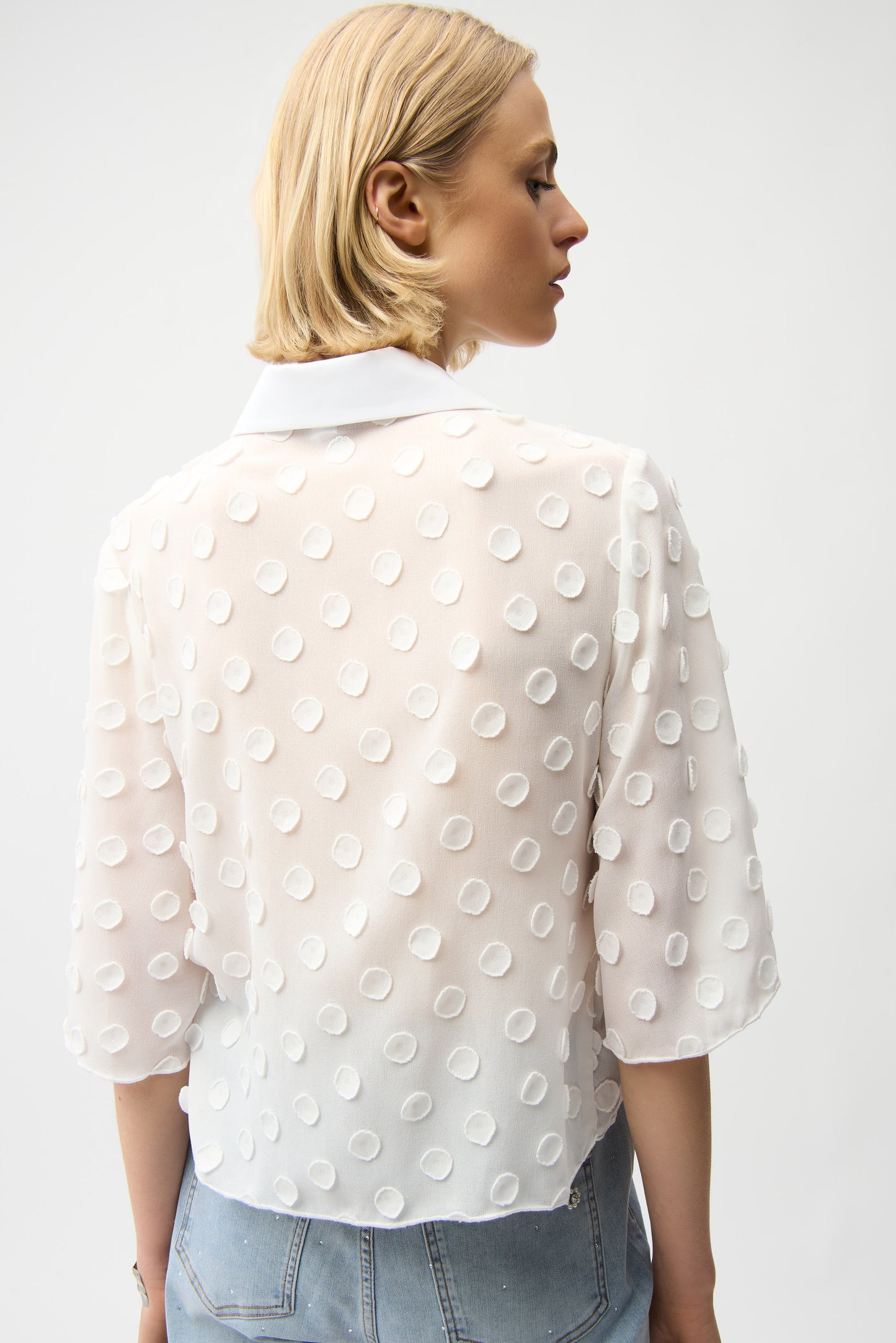 Blusa boxy con puntos vainilla 261098
