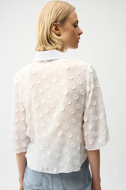 Blusa boxy con puntos vainilla 261098