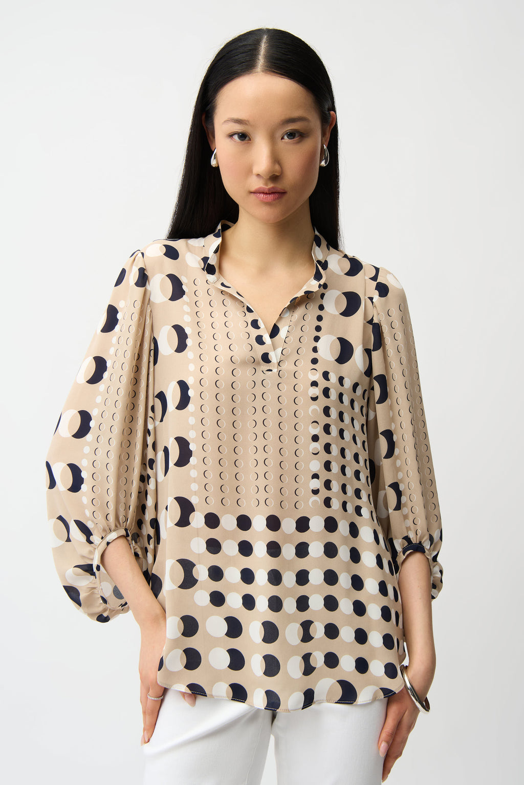 Blusa estampado de puntos beige 261099