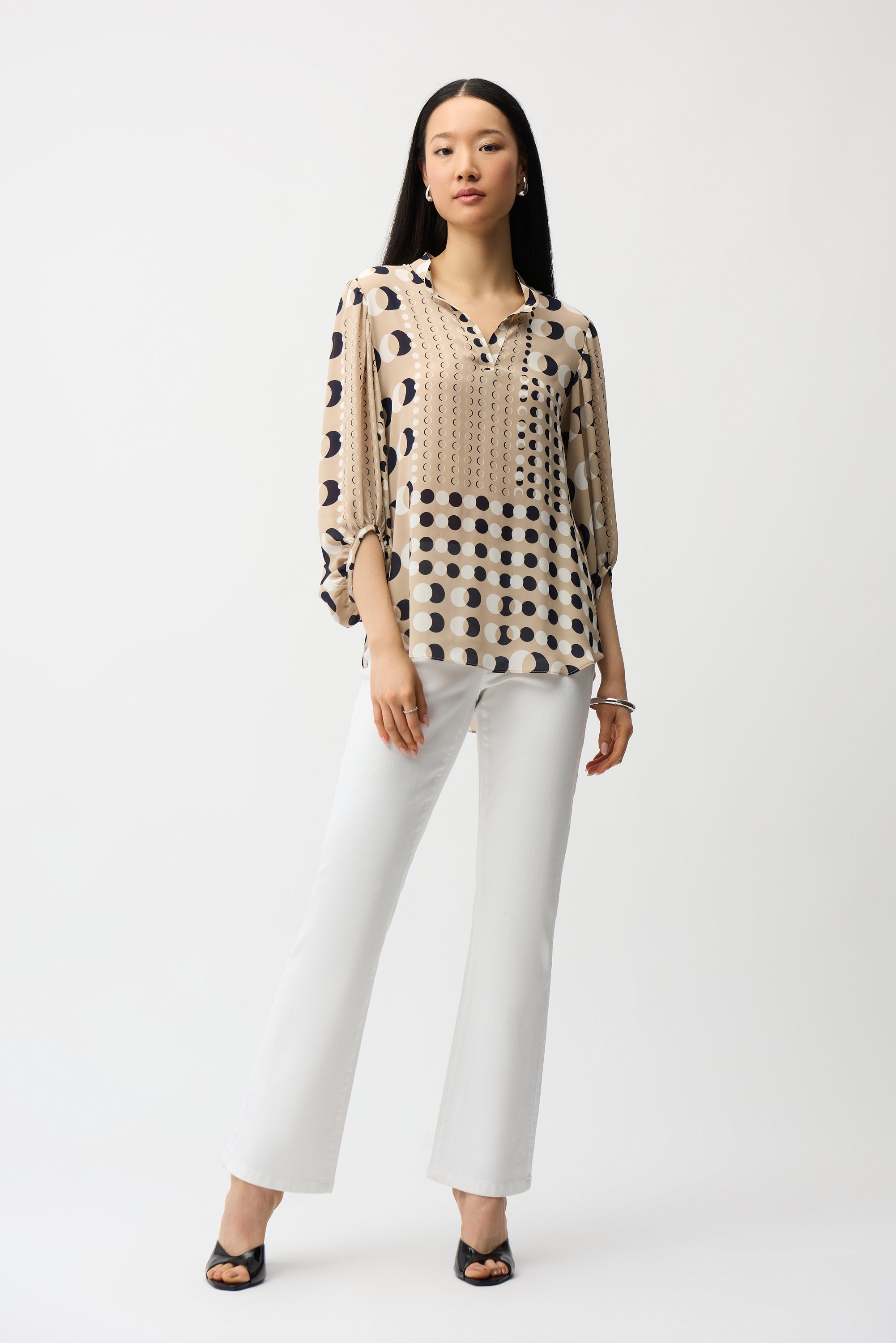 Blusa estampado de puntos beige 261099