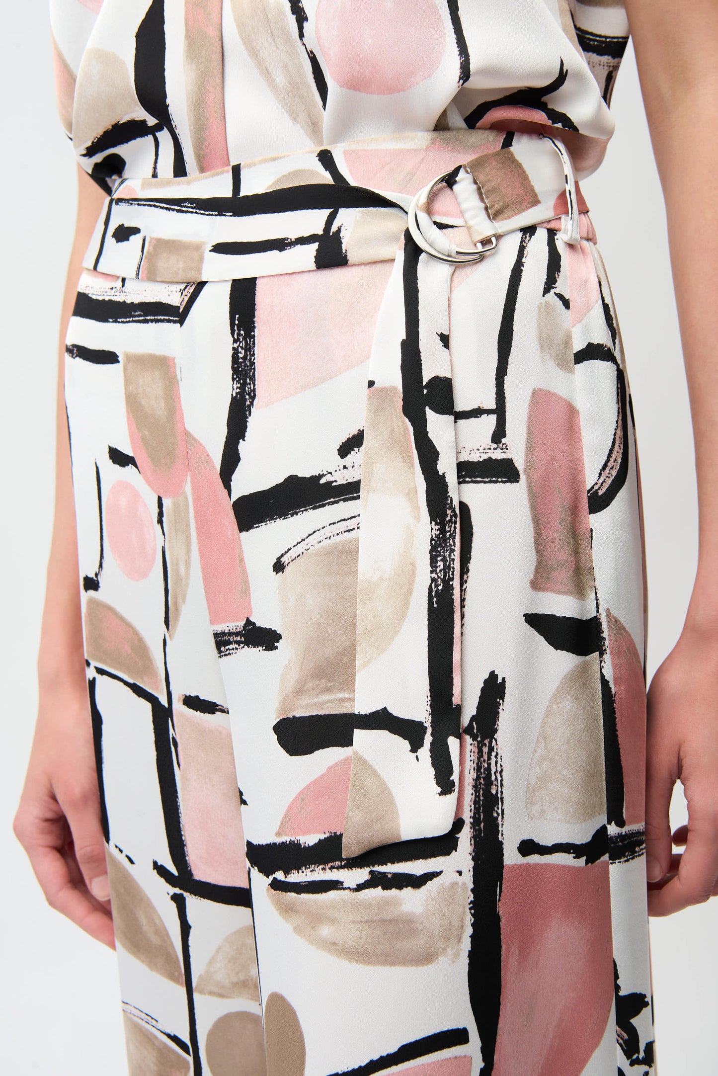 Pantalones con estampado abstracto de pierna ancha sin cierres rosa 261198