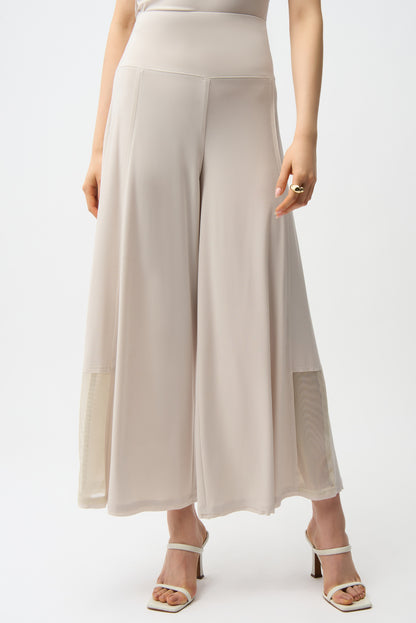 Pantalón de pierna ancha sin cierres malla beige piedra de luna 261277