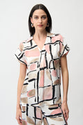 Blusa con estampado abstracto y escote en V rosa 261308