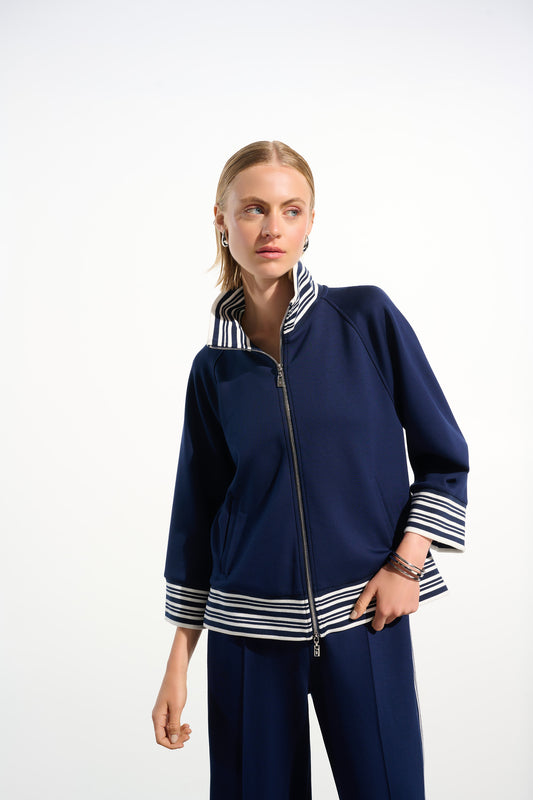 Chaqueta de jersey scuba con cuello chimenea índigo 261617