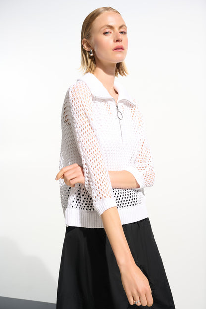 Jersey boxy de punto con escote con cremallera vainilla 261634