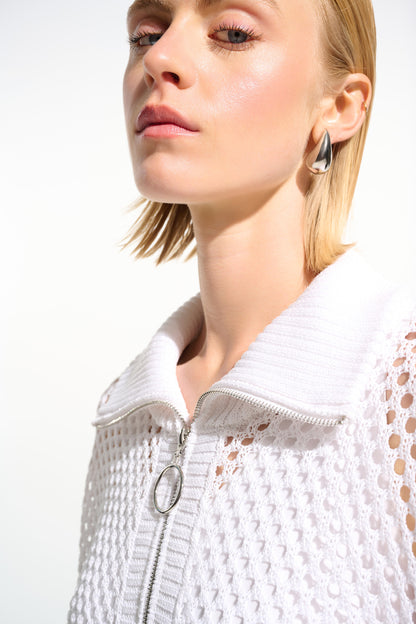Jersey boxy de punto con escote con cremallera vainilla 261634