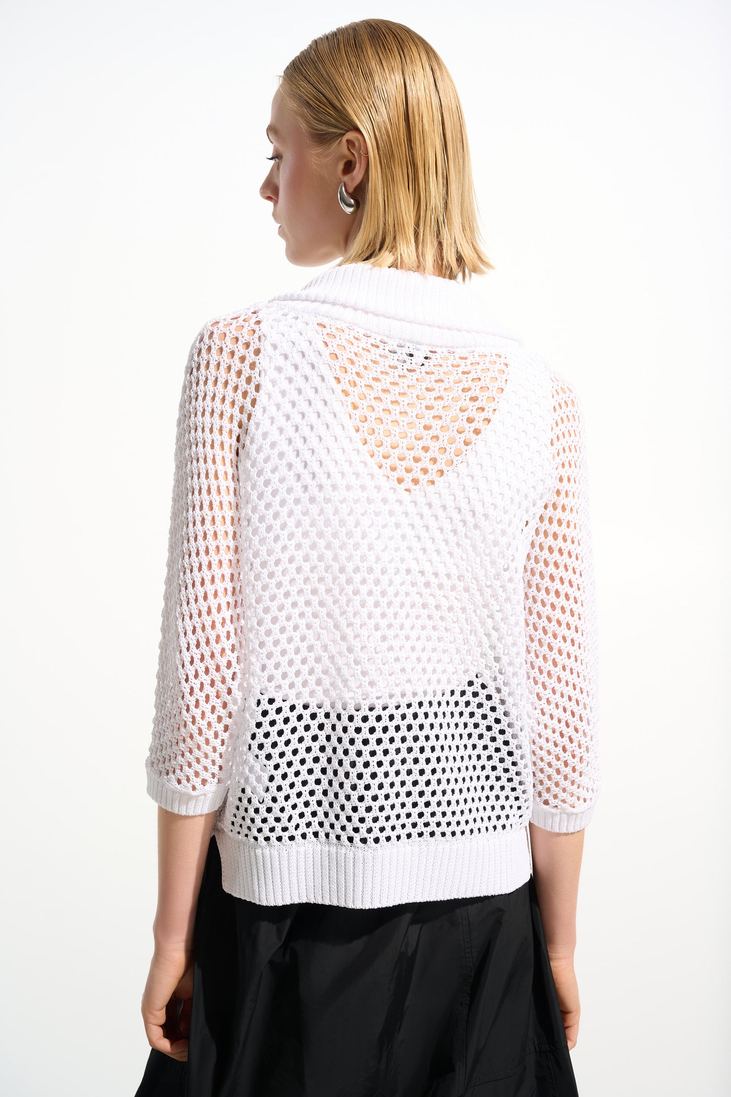 Jersey boxy de punto con escote con cremallera vainilla 261634