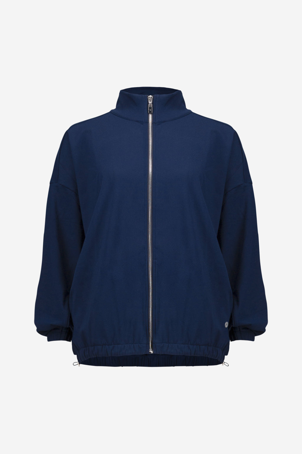 Chaqueta de exterior de nailon elástico boxy con cuello falso azul indigo 261647