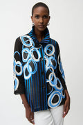 Chaqueta de raso y malla de soutache con mangas campana Negro/Multi 261904