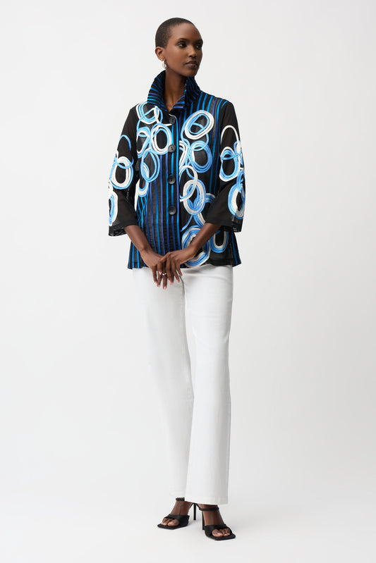 Chaqueta de raso y malla de soutache con mangas campana Negro/Multi 261904