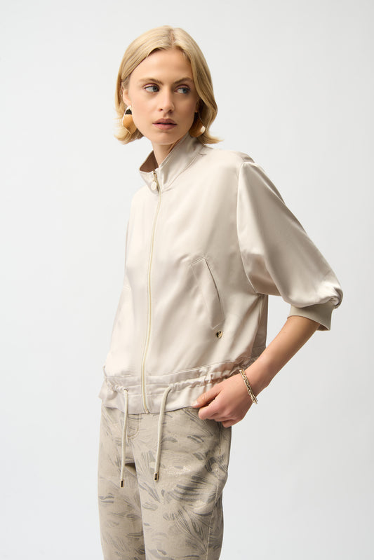 Chaqueta boxy con cordón ajustable beige piedra de luna 261913