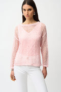 Jersey de manga larga con textura de chevron rosa pétalo 261915