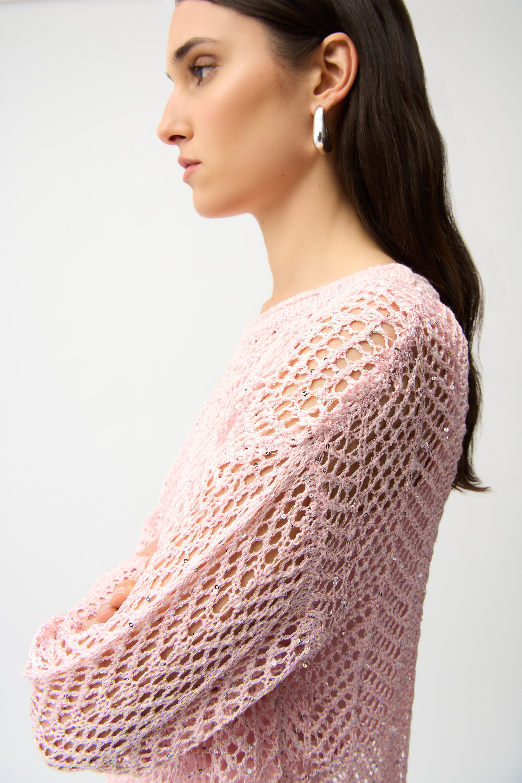 Jersey de manga larga con textura de chevron rosa pétalo 261915