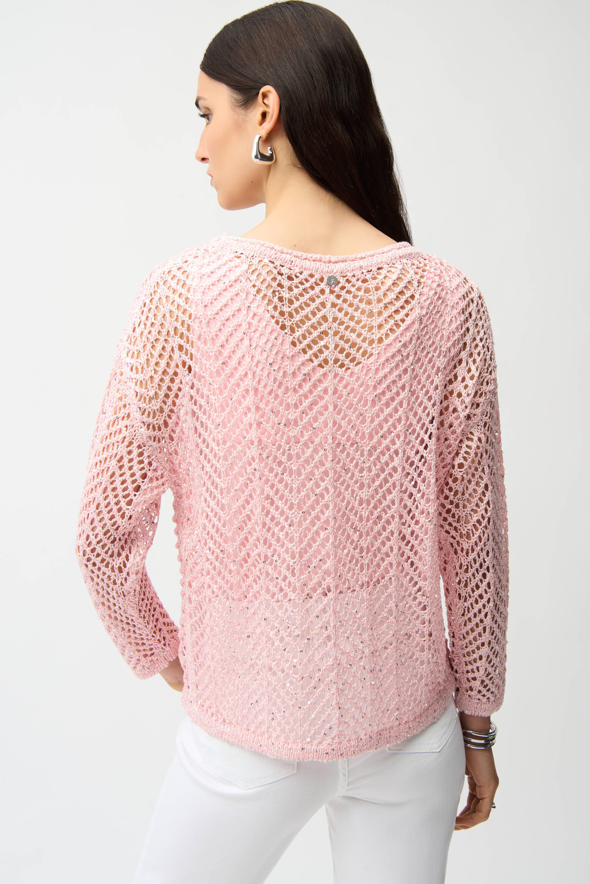 Jersey de manga larga con textura de chevron rosa pétalo 261915