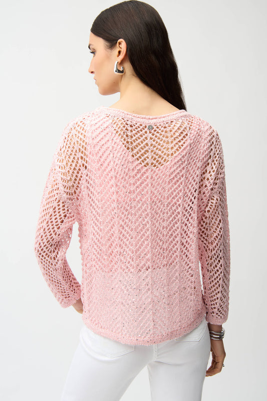 Jersey de manga larga con textura de chevron rosa pétalo 261915