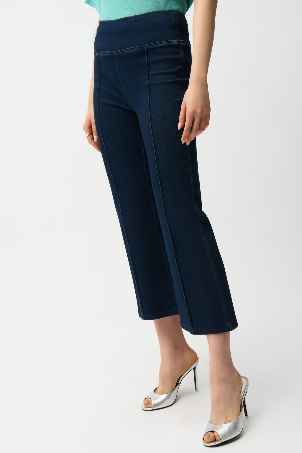Jeans cortos acampanados de punto Azul vaquero oscuro 261953