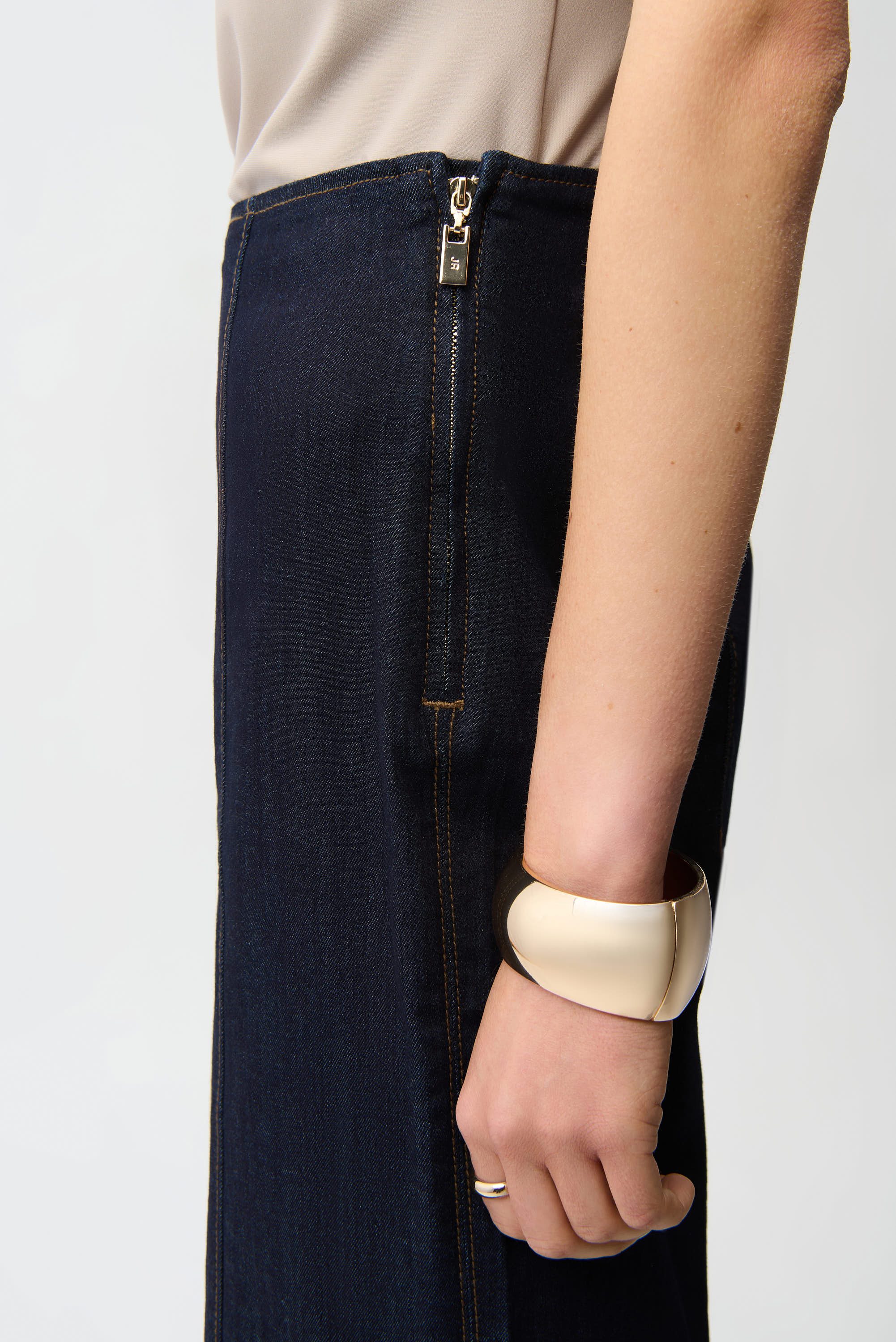 Jeans culotte con cremallera lateral expuesta azul oscuro 261955