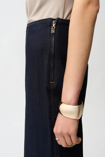 Jeans culotte con cremallera lateral expuesta azul oscuro 261955