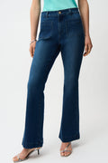 Jeans acampanados con bolsillos de parche azul vaquero medio 261956