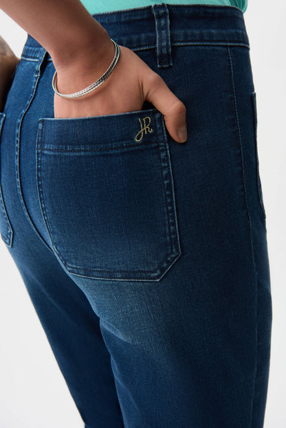 Jeans acampanados con bolsillos de parche azul vaquero medio 261956