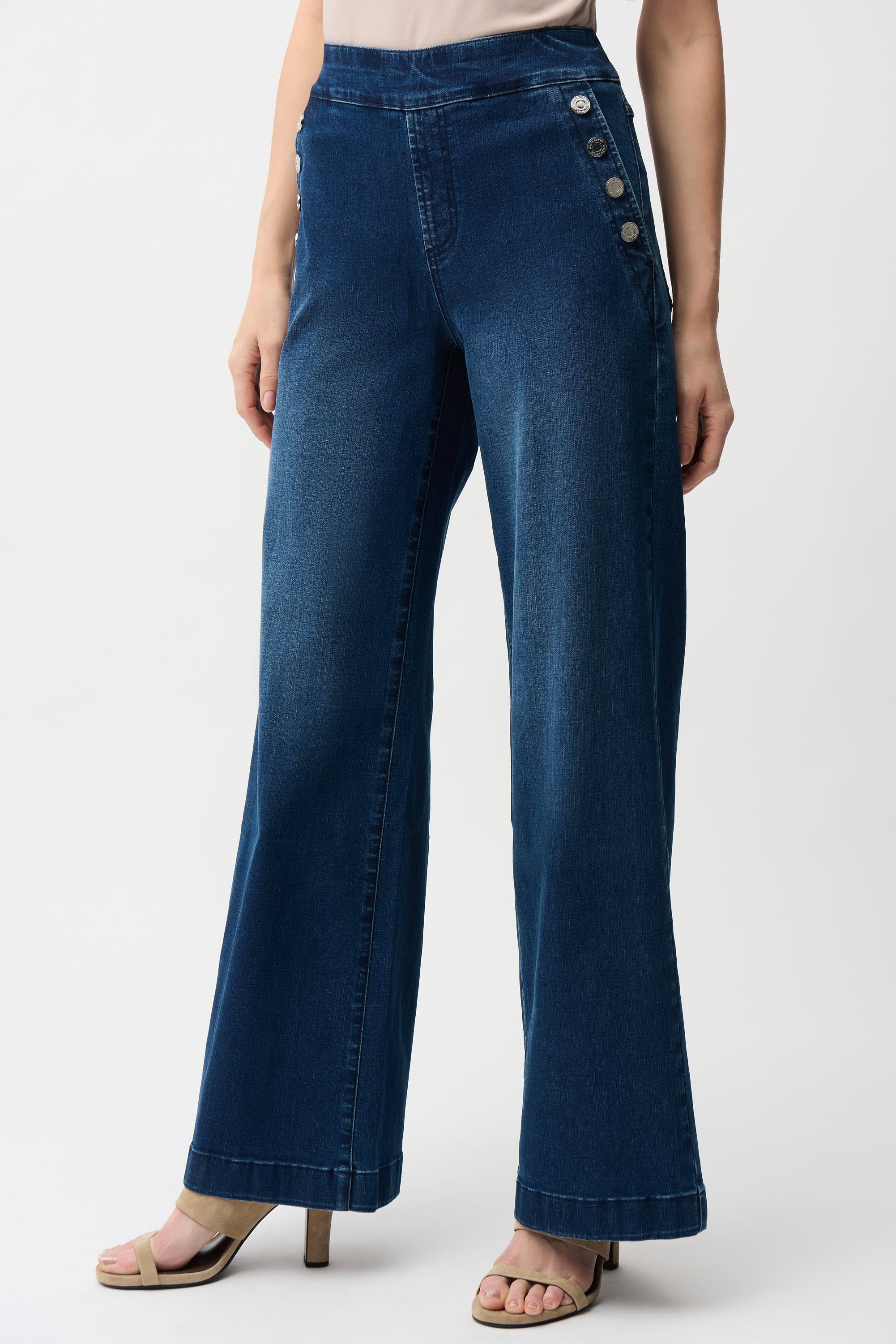 Jeans de pierna ancha sin cierres azul índigo 261961