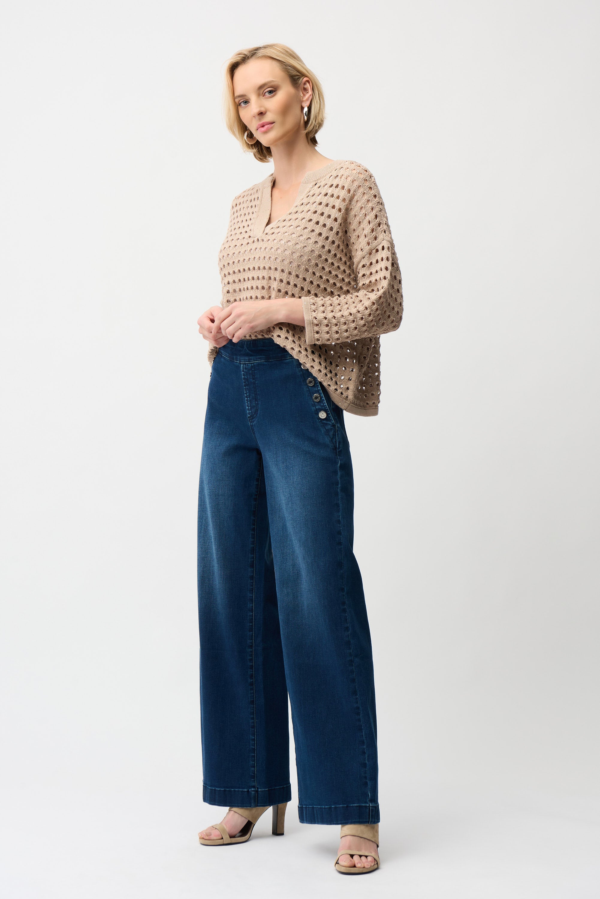 Jeans de pierna ancha sin cierres azul índigo 261961