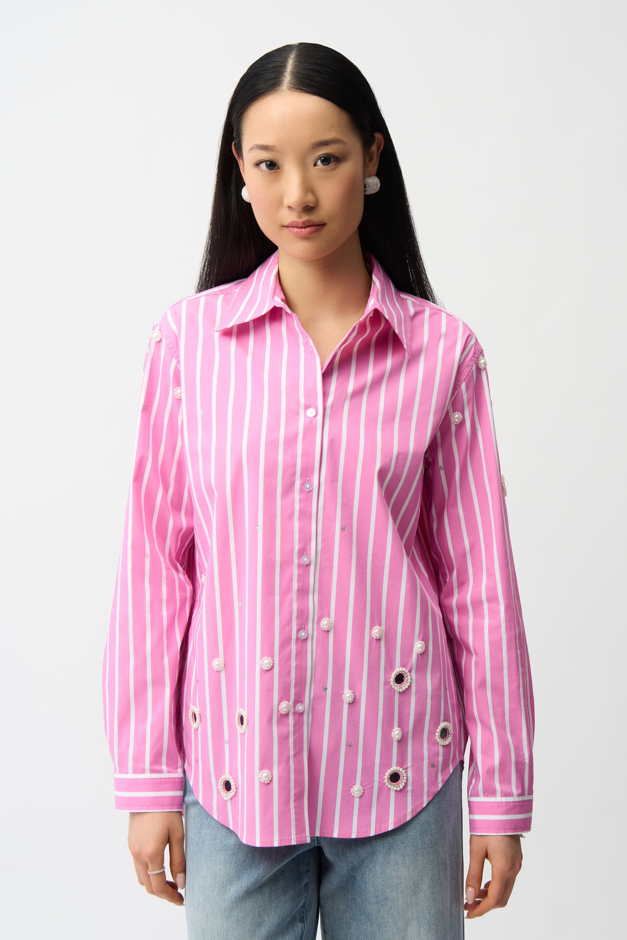 Blusa boxy de algodón elástico de rayas sorbete Rosa y Vainilla 261966