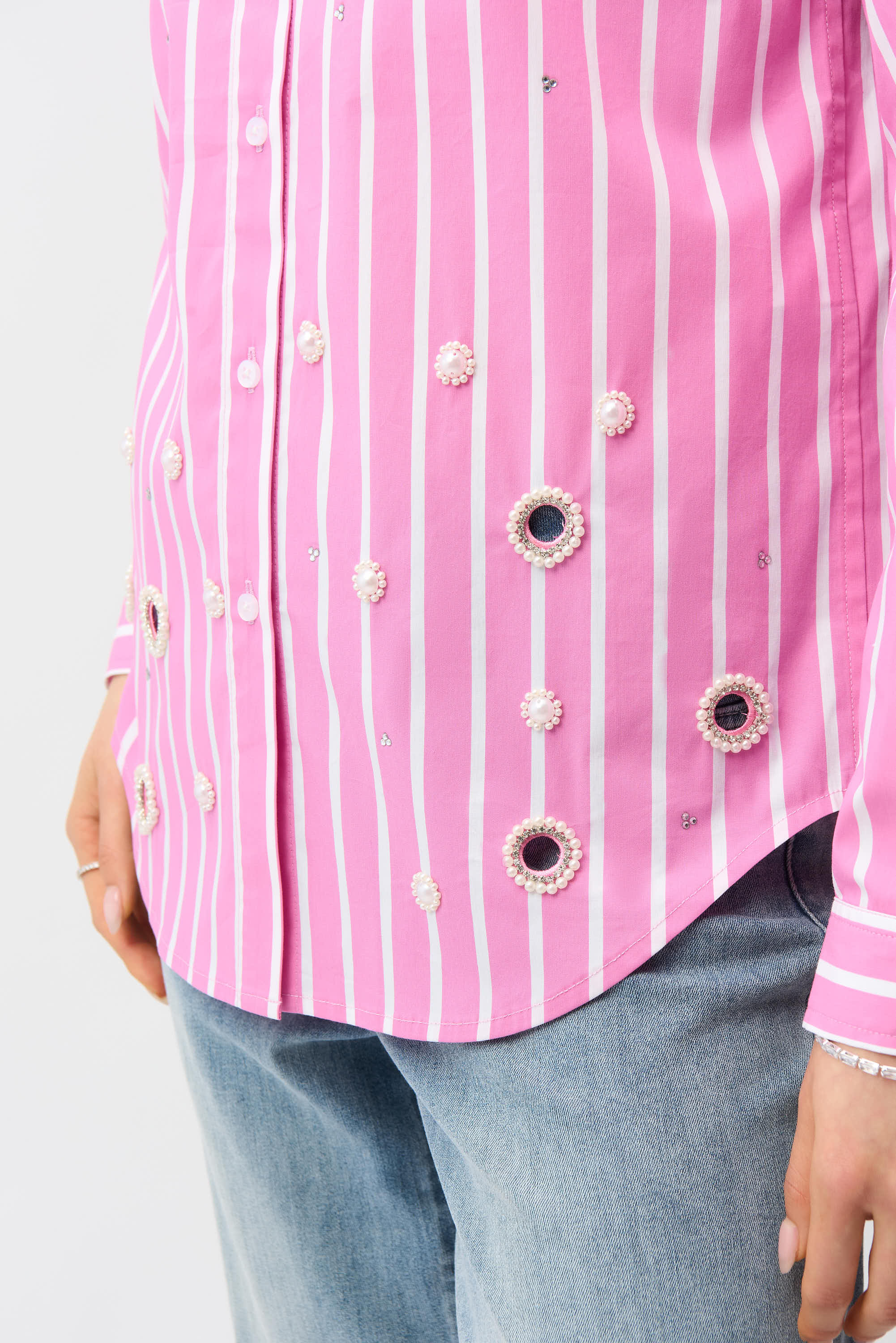Blusa boxy de algodón elástico de rayas sorbete Rosa y Vainilla 261966