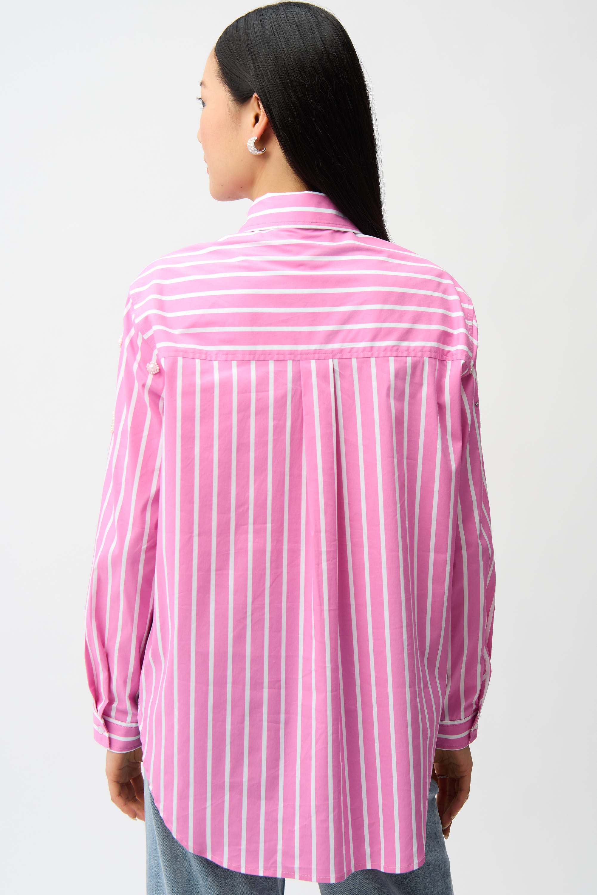Blusa boxy de algodón elástico de rayas sorbete Rosa y Vainilla 261966