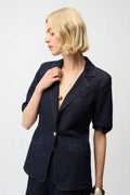 Blazer ajustado de mezclilla azul oscuro 261968