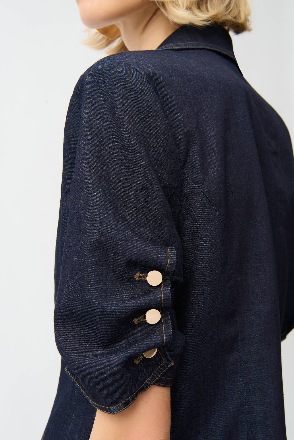 Blazer ajustado de mezclilla azul oscuro 261968