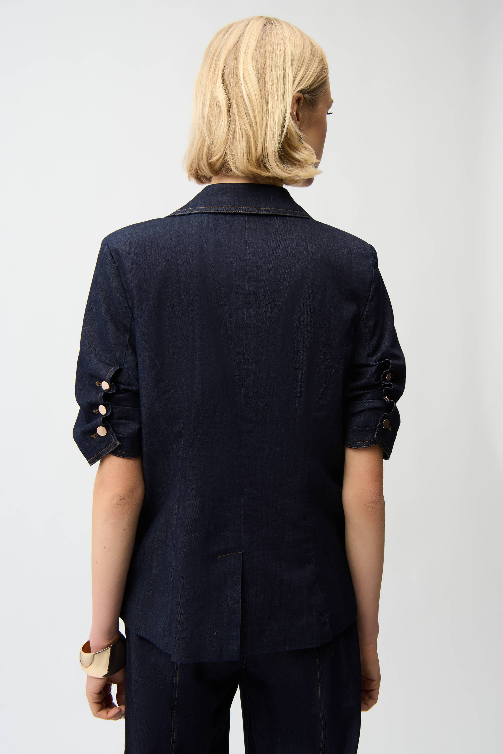 Blazer ajustado de mezclilla azul oscuro 261968