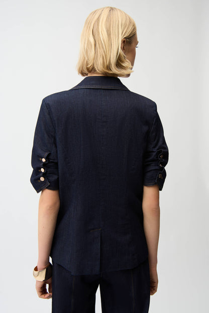 Blazer ajustado de mezclilla azul oscuro 261968