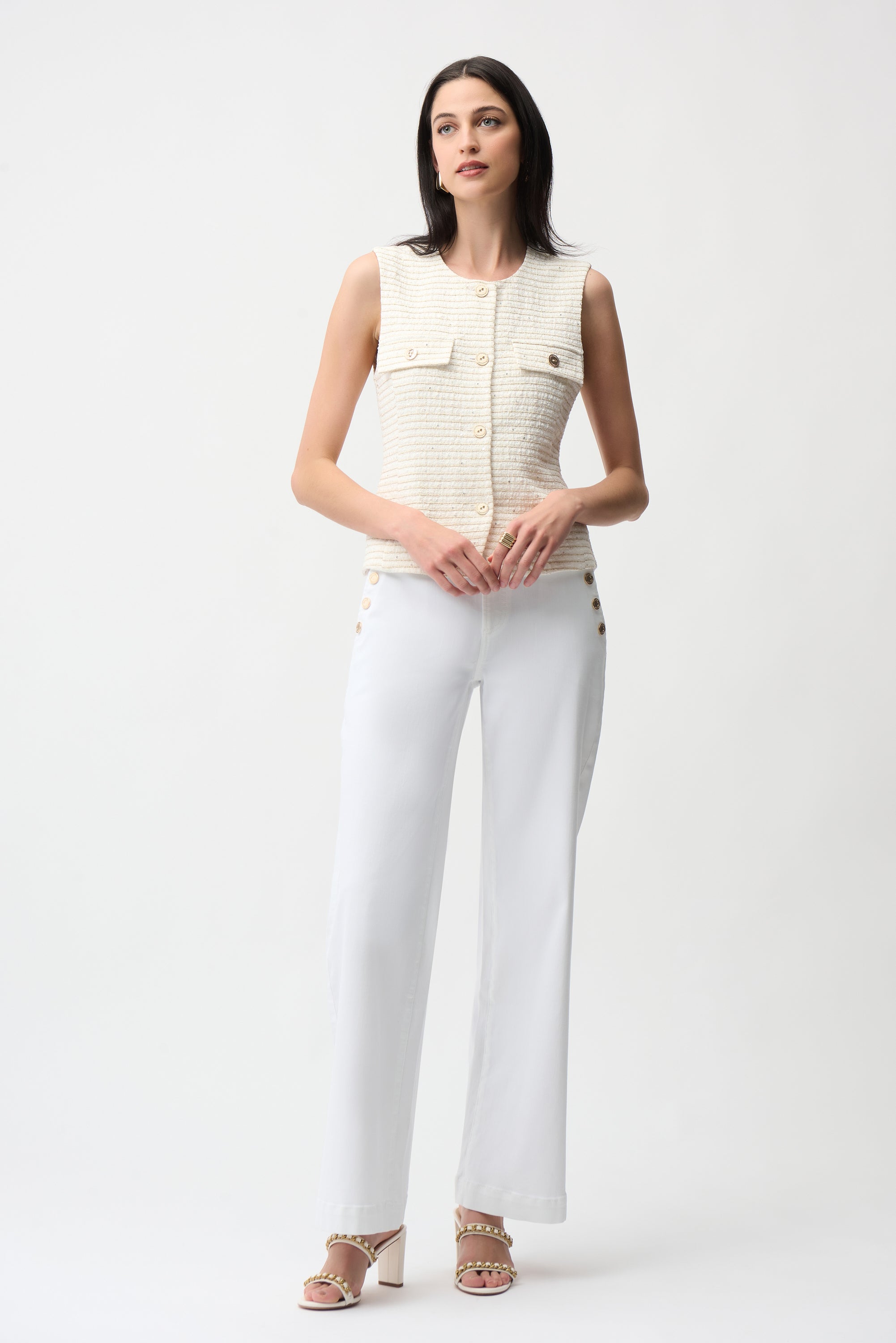 Jeans de pierna ancha sin cierres blanco 261972