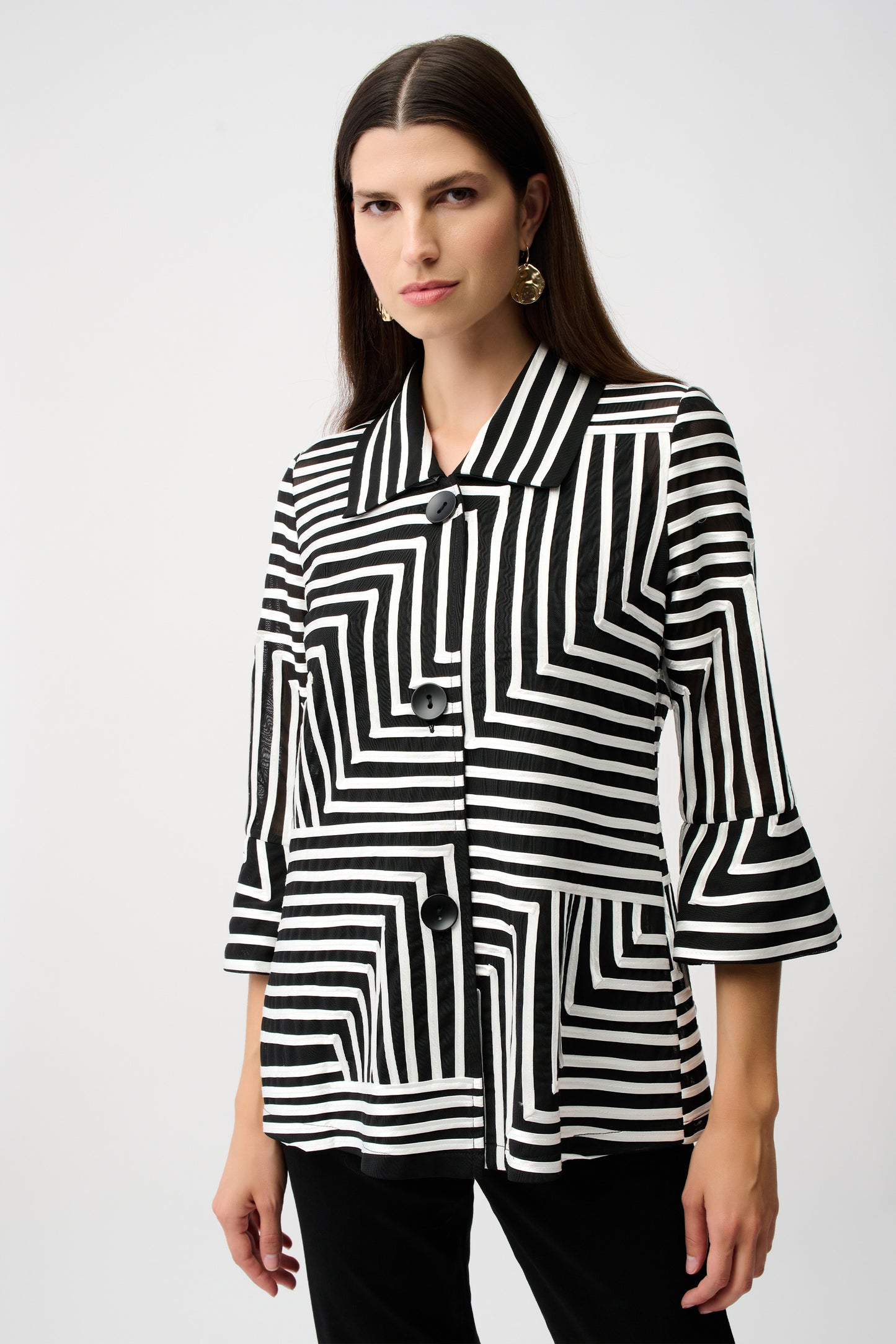 Chaqueta de malla con estampado abstracto Negro y Vainilla 261980
