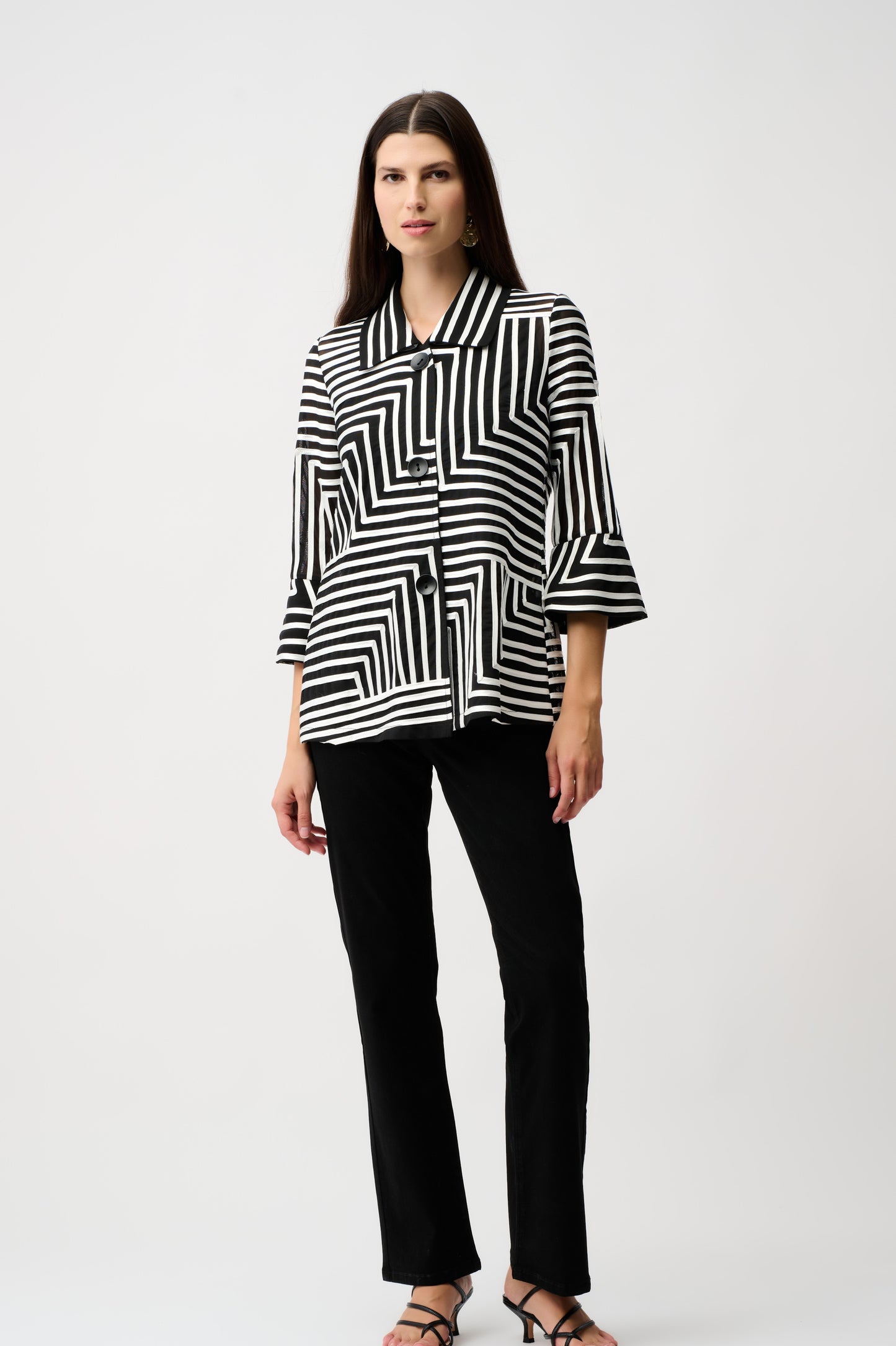 Chaqueta de malla con estampado abstracto Negro y Vainilla 261980