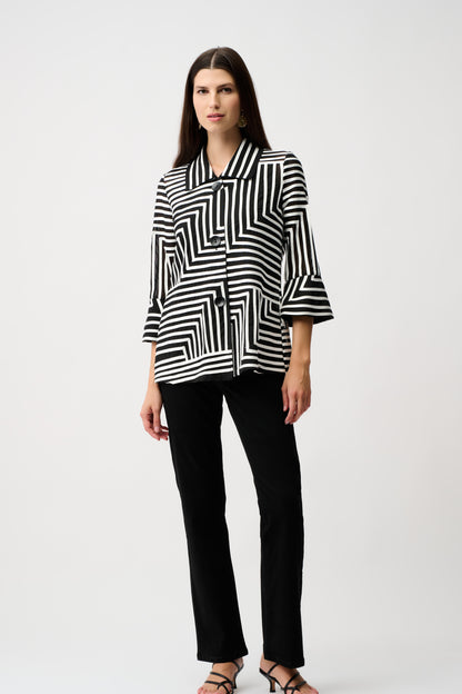 Chaqueta de malla con estampado abstracto Negro y Vainilla 261980