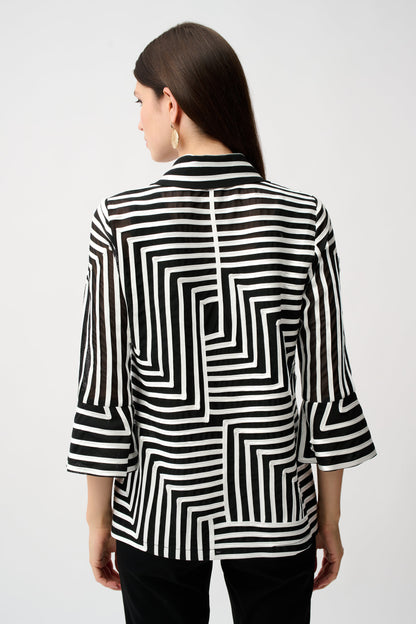 Chaqueta de malla con estampado abstracto Negro y Vainilla 261980