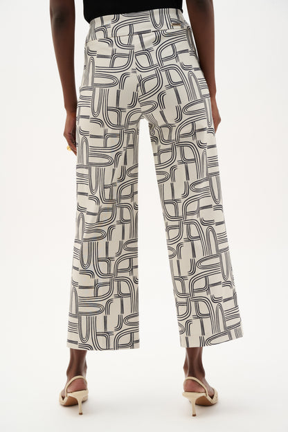 Pantalón de pierna ancha con estampado geométrico marino y vainilla 262048