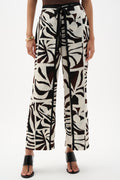 Pantalón de pierna ancha de gasa con estampado tropical beige 262056