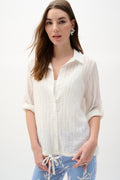 Blusa con dobladillo con cordón vainilla 262062