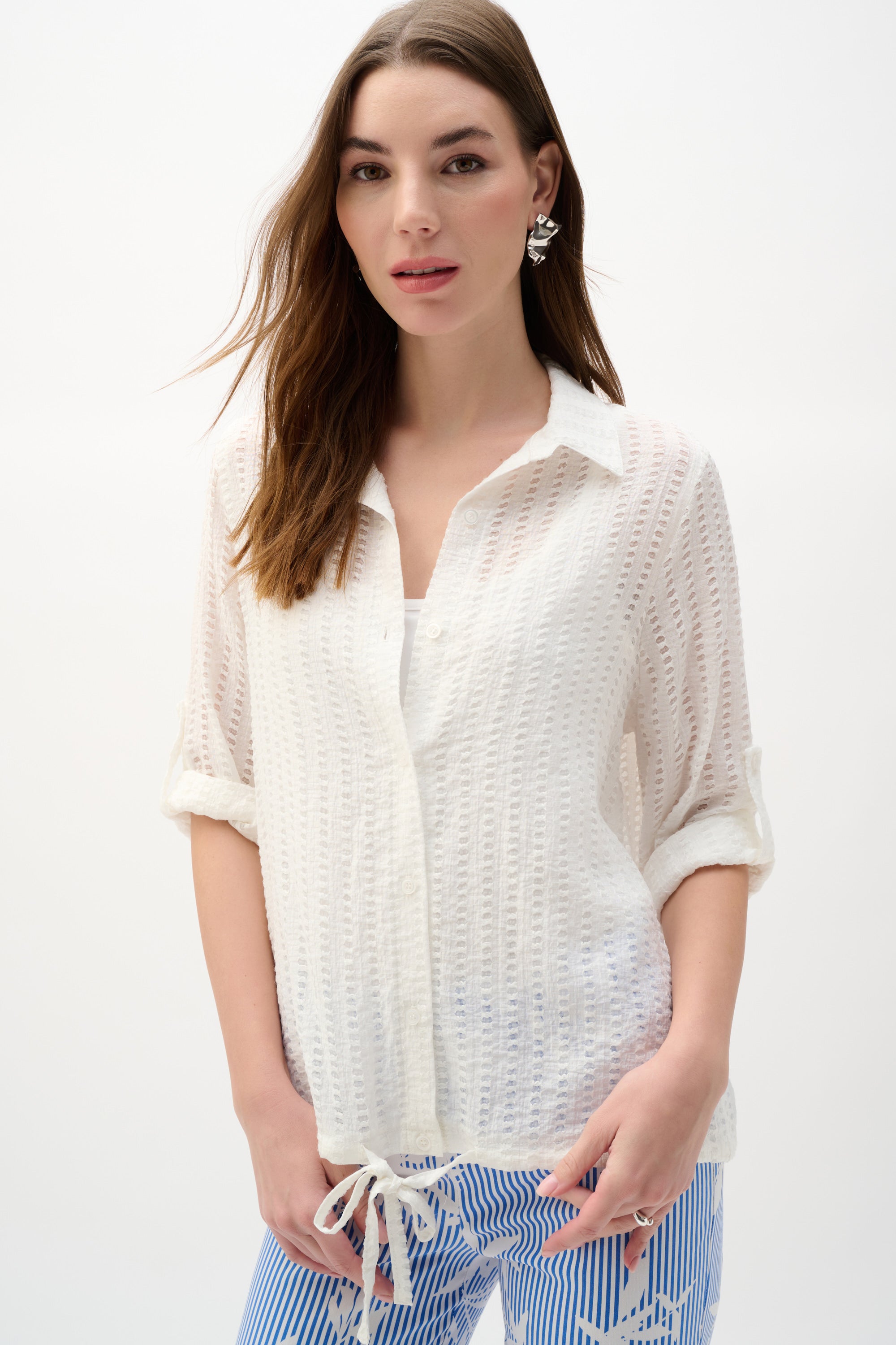 Blusa con dobladillo con cordón vainilla 262062