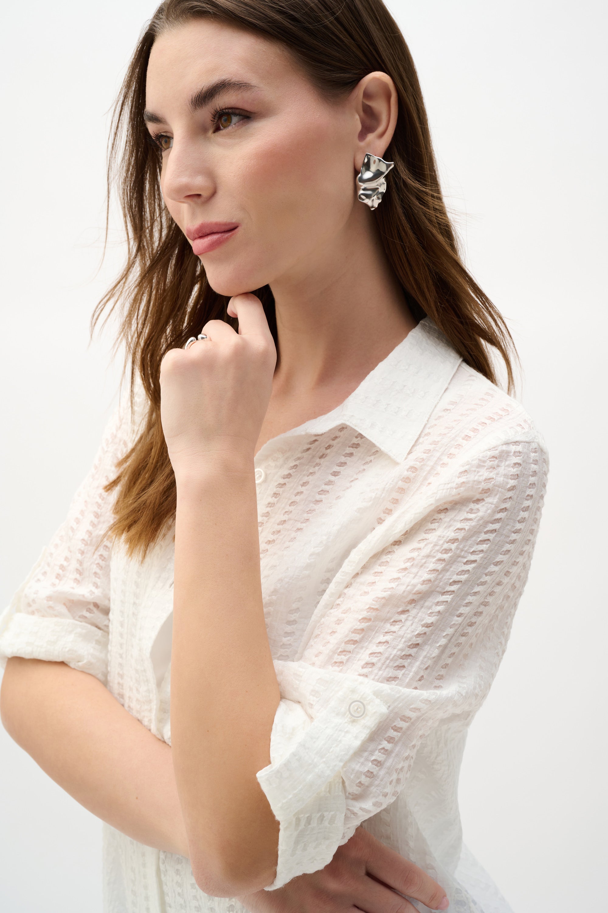 Blusa con dobladillo con cordón vainilla 262062