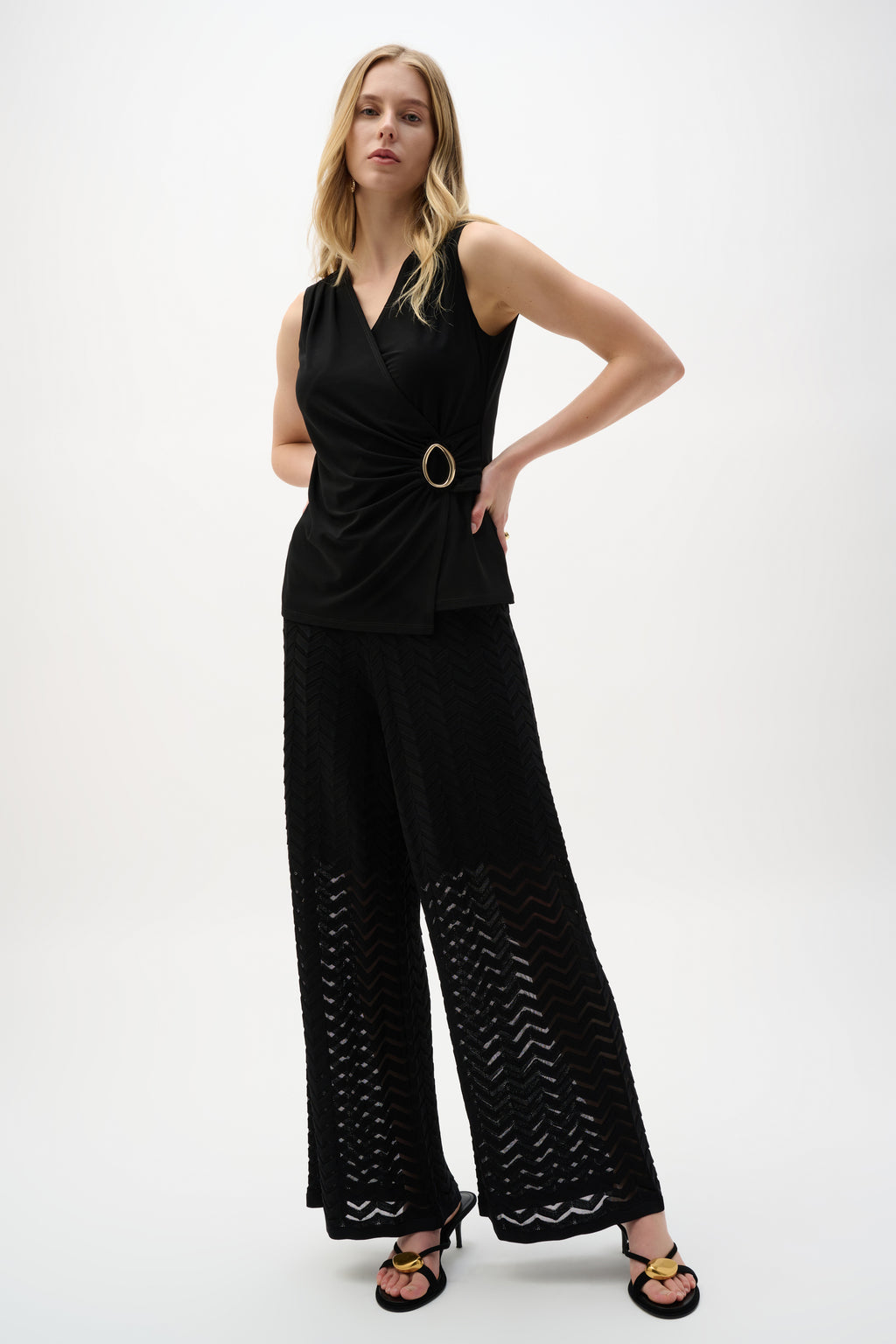Blusa cruzada ajustado negro 262072
