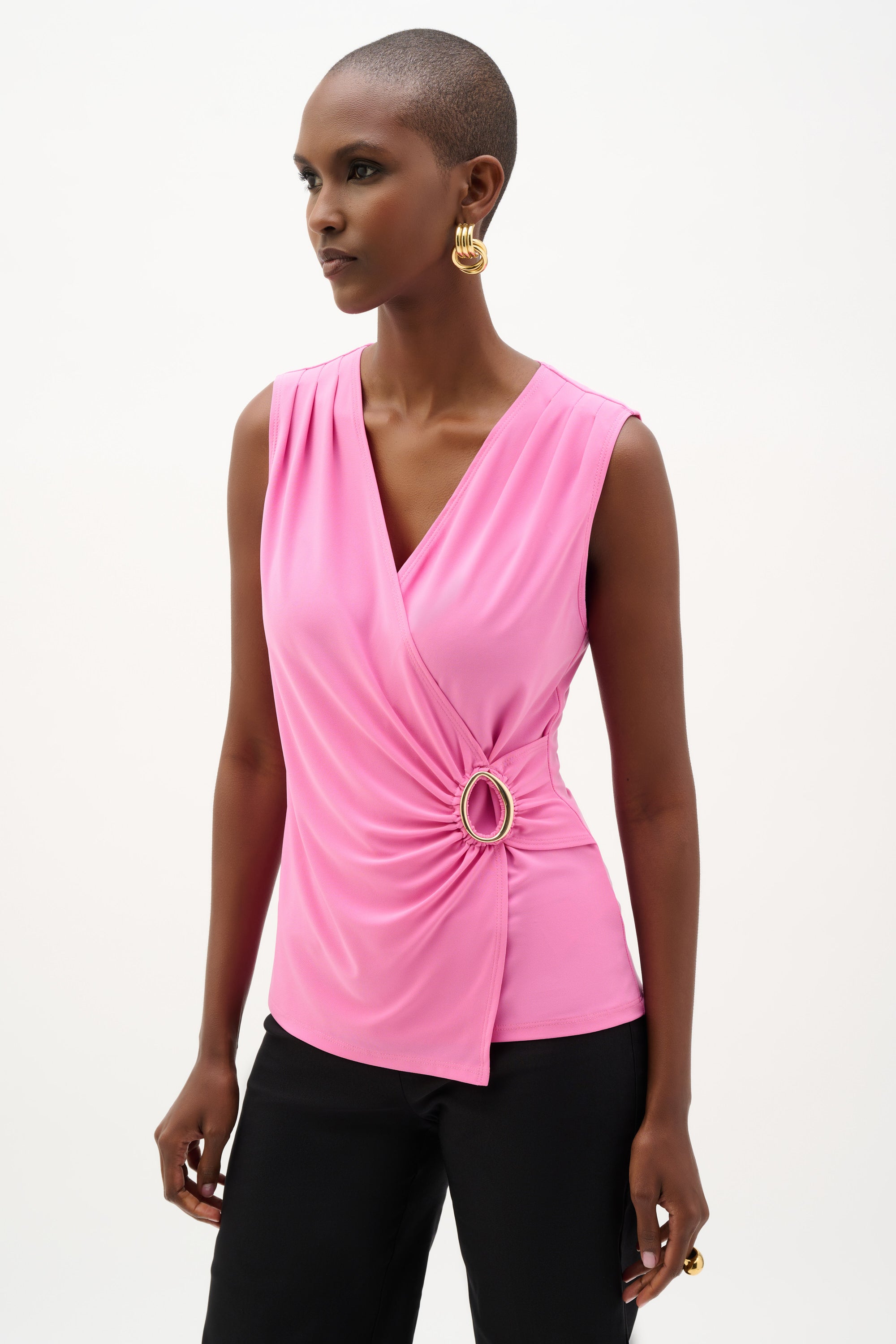 Blusa cruzada ajustada rosa 262072