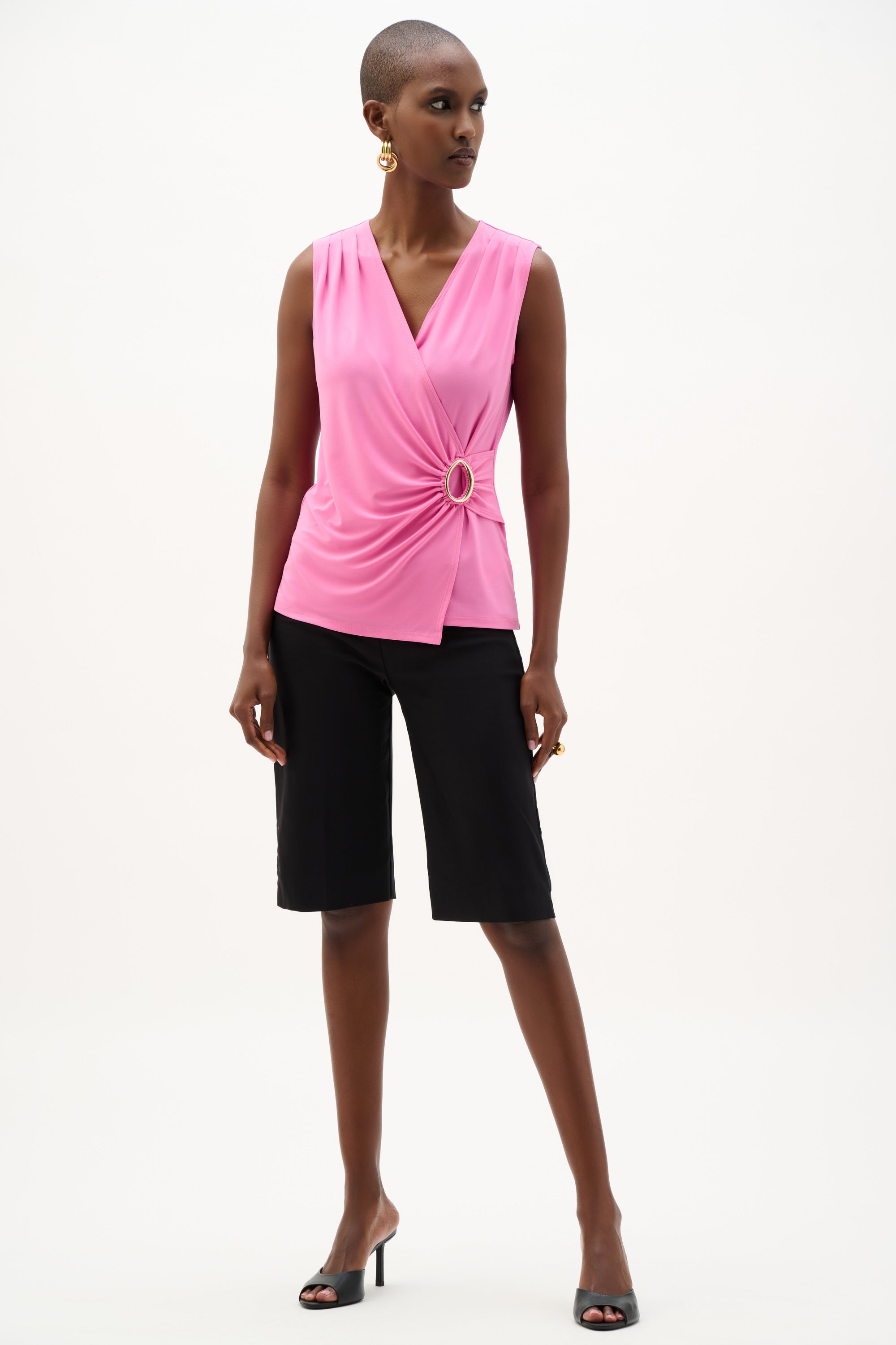 Blusa cruzada ajustada rosa 262072