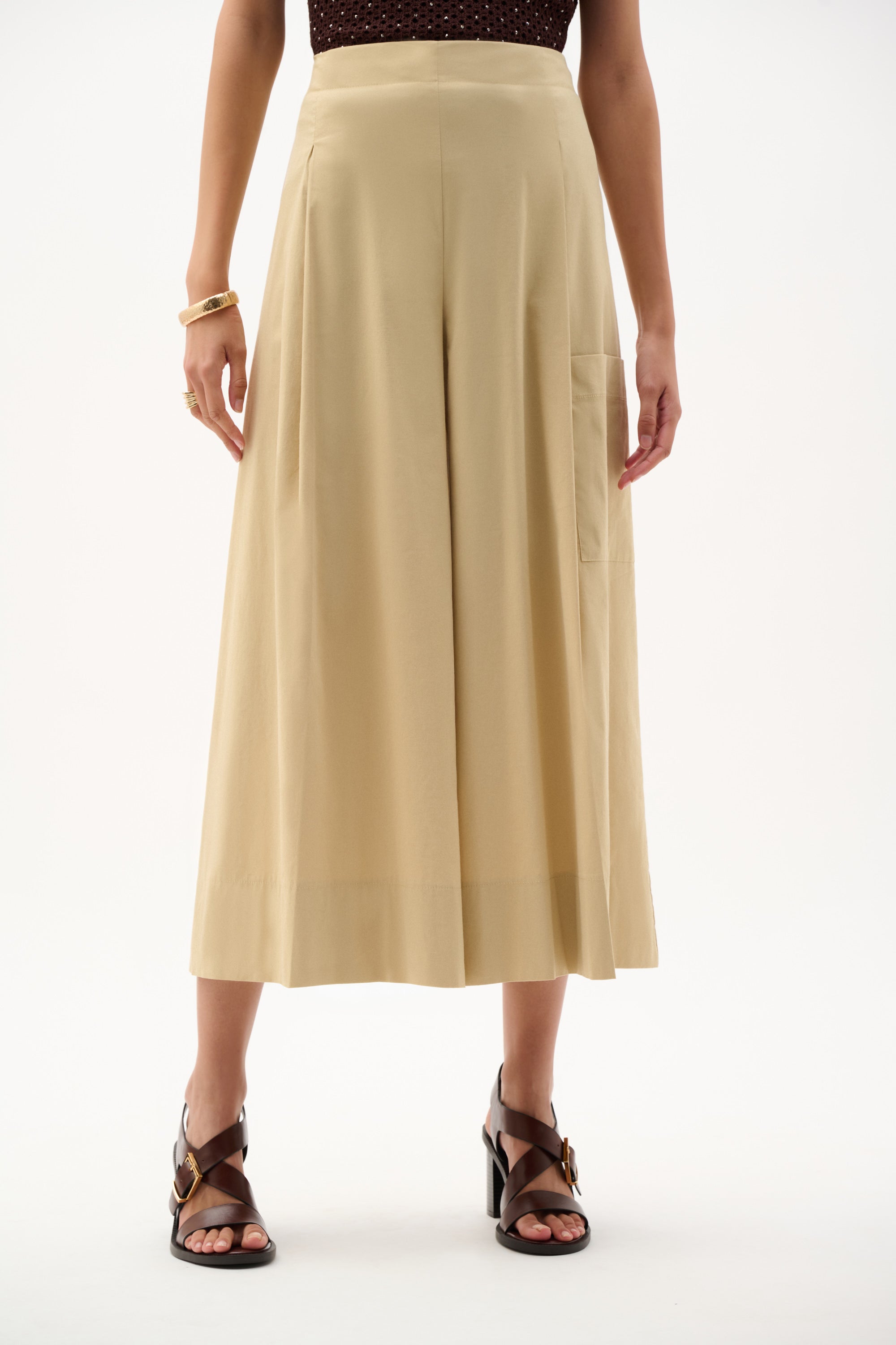 Pantalón tipo culotte elásticos sin cierres beige 262083
