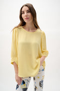 Blusa de corte trapecio de gasa con mangas abullonadas amarillo suave 262090